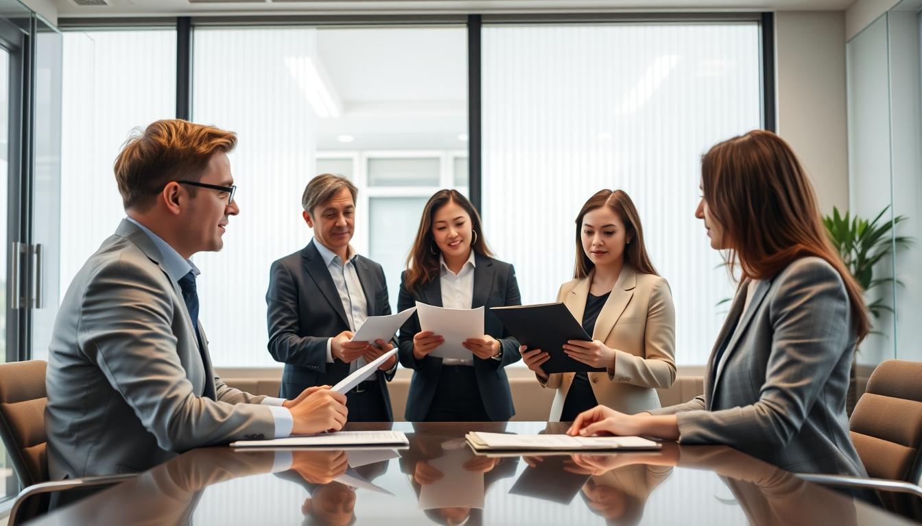 Family examining legal papers